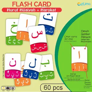 Kartu Flashcard Huruf Hijaiyah dan Harokatnya isi 60 kartu