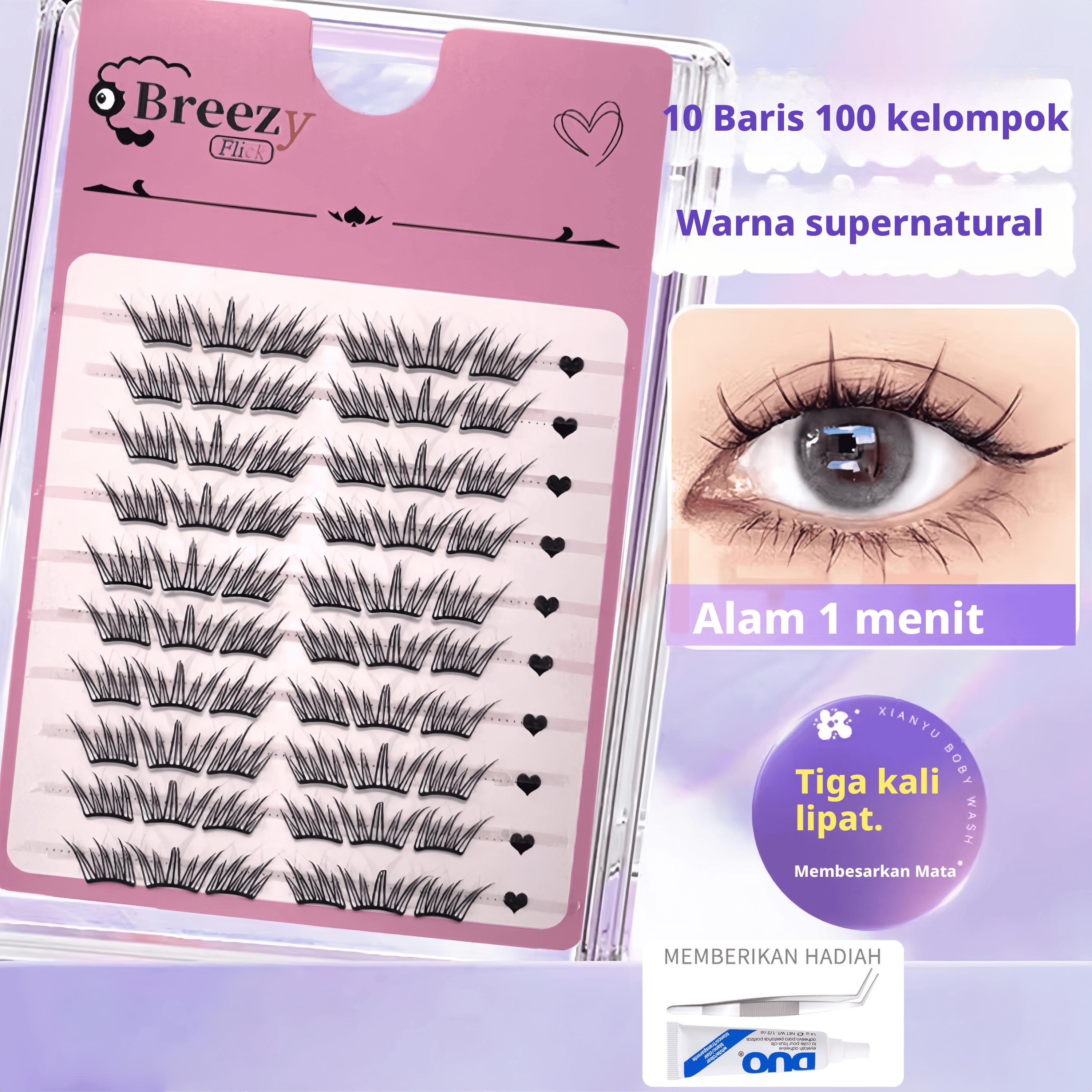 Bulu Mata 3 Langkah - Praktis Banget! Sudah termasuk Lem + Penjepit. Cocok untuk pemula!