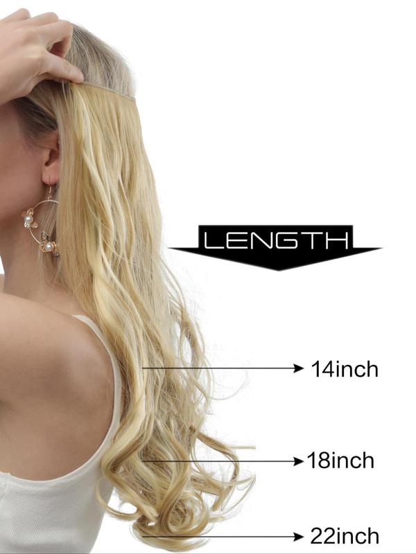 Women's 22-inch Invisible Wire Hair Extension,  Wavy Curly Synthetic Short Clip for Women & Girls, Fashion Wig for Party, Daily Clothing Decor, Female 2024 Trendy Matching Natural Wavy Wig Piece 6