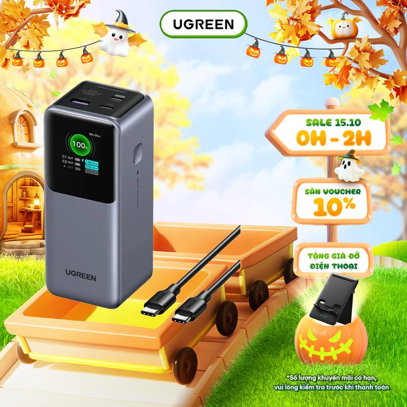 Pin sạc dự phòng Ugreen Nexode 25000mAh-200w/20000mAh-130w/12000mAh-100w | Hỗ trợ sạc siêu nhanh | Màn LED | Chính hãng - BH 18 tháng 1 đỏi 1