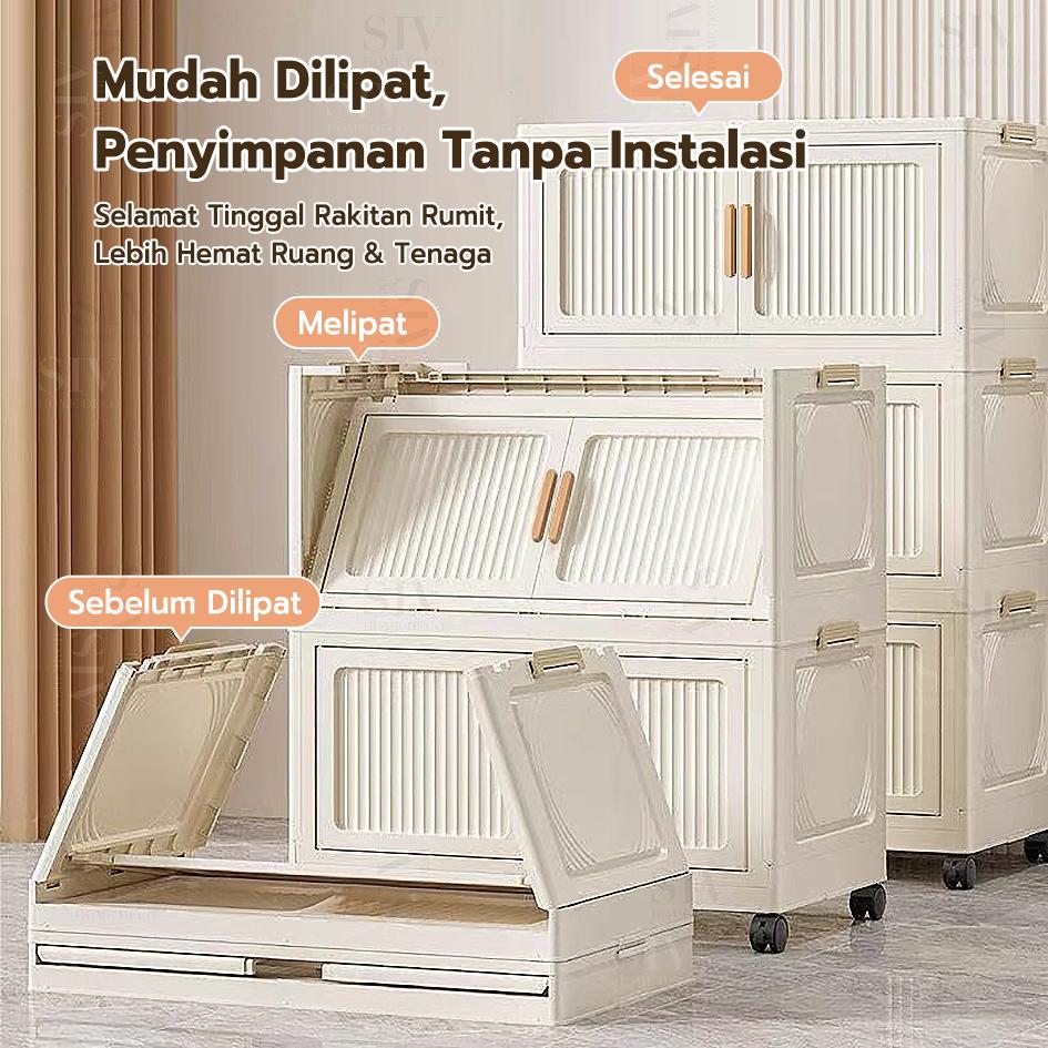 【Promo Buka Toko】Starke 60cm Lemari Plastik Susun Besar Lemari Plastik  Lipat Penyimpanan Serbaguna Furniture (3/4/5/6 Susun)
