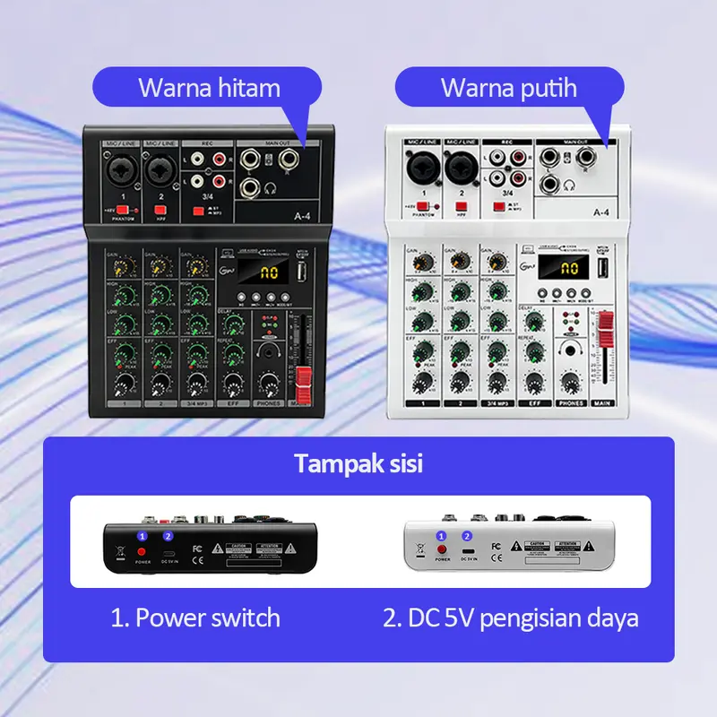 Bonkyo Pm4/HM-4M mixer sound audio system Bluetooth dsp USB 4 channel mini audio interface for recording 12v mixer with equalizer Bass Monitor Komputer Amplifier Adaptor Logam 8