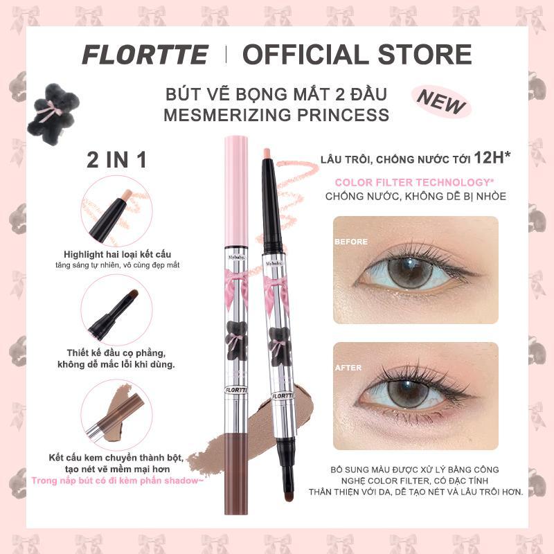 Flortte Mesmerizing Princess--- 4 màu bút tạo bọng mắt thiết kế hai đầu bao gồm tạo khối và làm sáng mỹ phẩm dành cho nữ sinh sản phẩm trang điểm mắt
