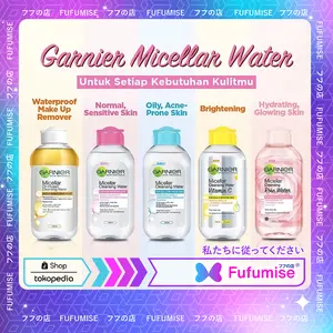 FUFUMISE | GARNIER Micellar Water 50ml | 125ml | Pink Biru Bi-phase Oil Vitamin C Rose Water BPOM