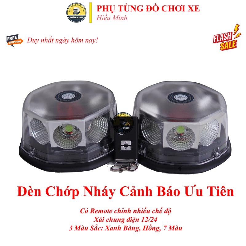 Đèn Tròn Cảnh Báo Ưu Tiên Đèn Chớp Cảnh Báo Điện 12 24V Phụ Tùng Phụ Kiện oto xe tải Có Remote Chỉnh Nhiều Chế Độ Xài Chung Điện 12 24V 3 Màu Sắc Xanh Bóng Hồng 7 Màu 