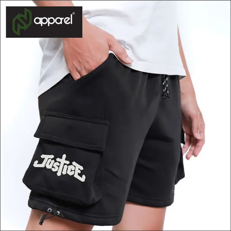 Napparel celana cargo pendek JUSTICE /shoprt fleece hitam 1