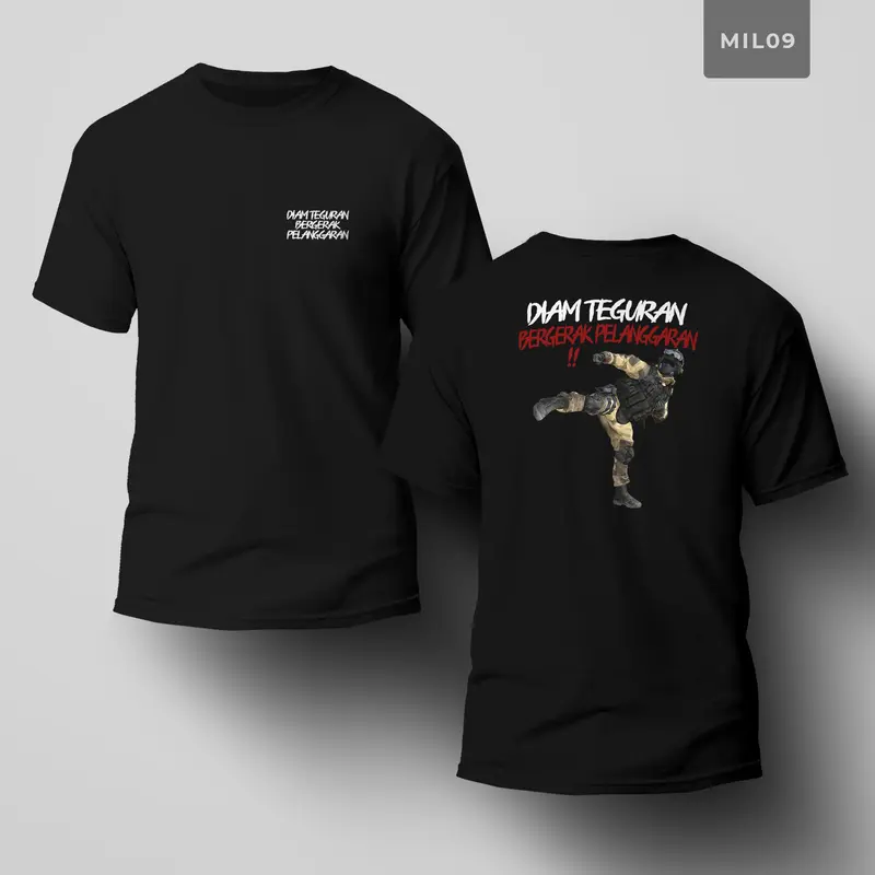 Kaos Hitam Milliter (MIL) Ukuran S-5XL Lengan Pendek  Kaos Distro Kaos Pria Kaos Lengan Pendek Kaos Keren Kaos Tshirt Oblong Baju Combed Katun Dewasa 8