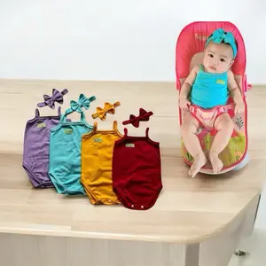 Jumper Bayi /Tanktop Jumper Polos Dan Bando Bayi /Baju Bayi Cewek, Bahan Cotton Nyaman Lembut Utk Usia 0-18 Bln Bisa Pilih Warna Pink Lavender Hitam Merah Putih Katun