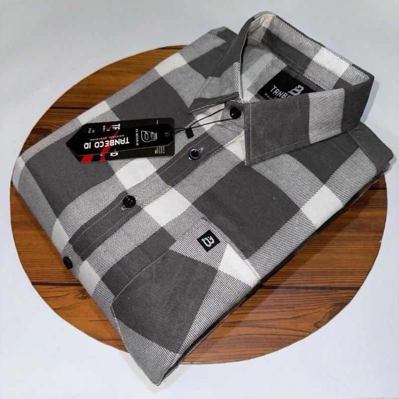 Kemeja flanel printing pria lengan pendek kemeja dewasa pria flannel motif kotak Distro Casual 2