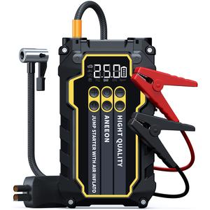 注目 ポータブル車用エアコンプレッサー（6400mAh）、ガソリン車対応／ディーゼル車対応、PSIタイヤ圧力計、12Vバッテリーブースター、LEDライト、USB充電、人気商品