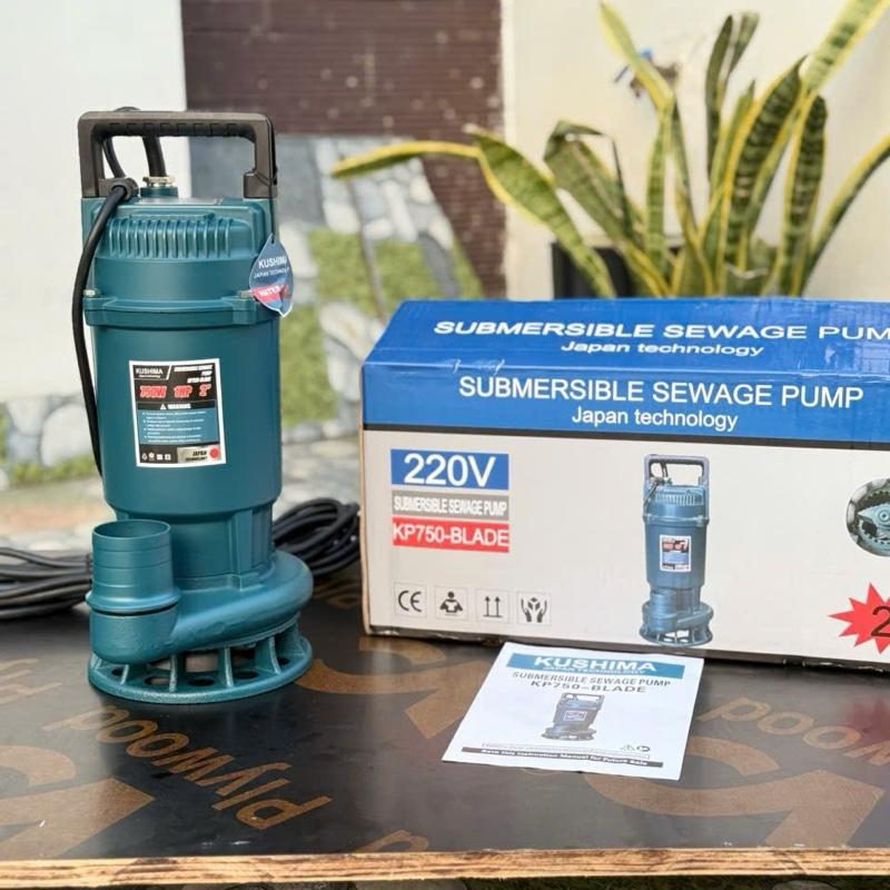  Máy bơm chìm kushima 220V750W có dao cắt rác Ống f48 ll 10m3 1h đẩy cao 16m Tl 9kg 