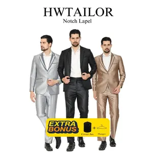 HWTAILOR JAS SEMIWOOL pengantin bonus cover jas pria dan hanger celana semi Blazer Formal Hitam Fit Casual (wedding,mc,preweding) Setelan Kantor Pengantin Slim Wisuda Slimfit