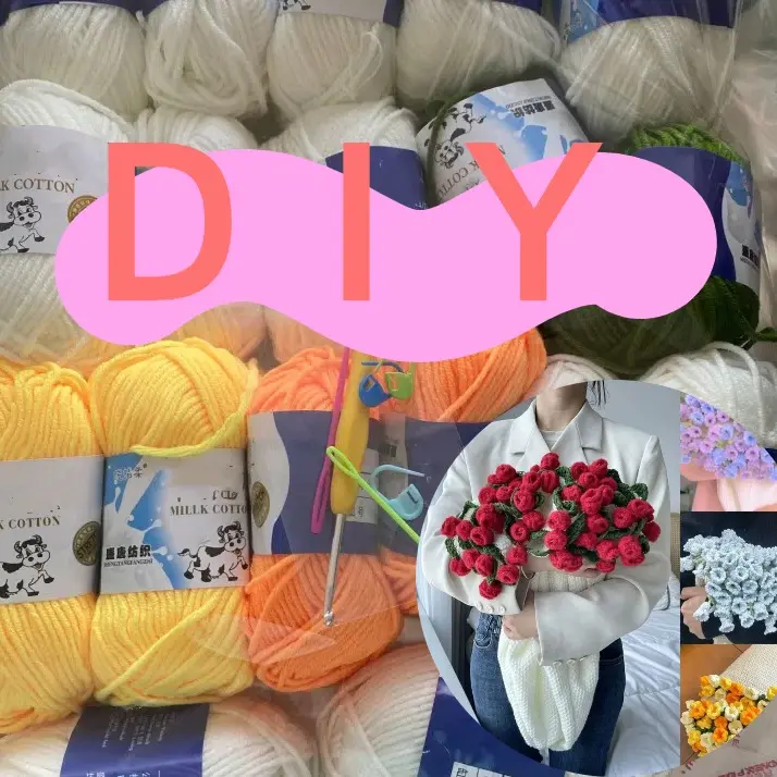 youmoot New DIY Rose Bouquet Blankets 110m Handmade Crocheted Blanket Material Package Lily of The Valley Blankets Gift