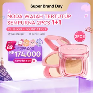 【Hot Sale】 Glad2Glow 2in1 Makeup Combo Set Perfect cover cushion+Perfect Powder Foundation dengan kandungan skincare mencegah kekusaman dan kulit kering sepanjang hari G2G Concealer Foundation Wajah Extract Mencerahkan Long Lasting Compact Waterproof