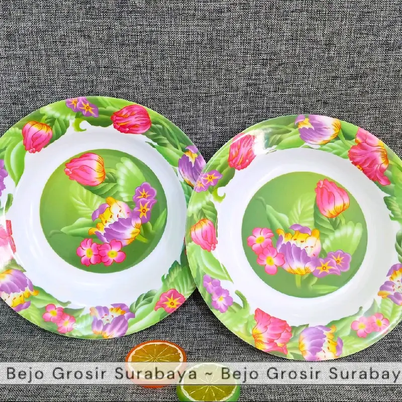 PAKET HEMAT 6/12 Pcs Piring Makan Melamin 9 Inch 23 Cm - Melamin Meishing - Warna Random T109 2