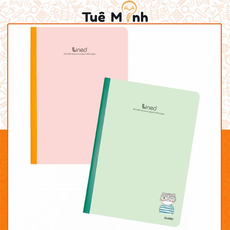 Vở Klong may dán gáy A4 giấy kẻ ngang 500-300-120 trang VPP Tuệ Minh, tập sổ bìa cute giấy lined viết không nhòe mực