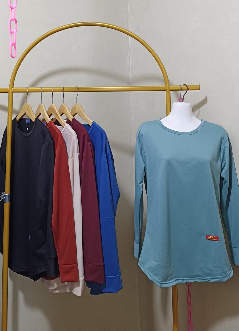Product Introduction of Viral Kaos Atasan Wanita Polos Model Oval Bahan Bebyterry Lengan Panjang Size L XL XXL Nyaman  Cantik Variasi Santai 2