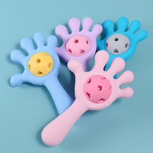 Food Grade Soft Silicone Baby Teethe Palm Rattle Dental Glue Baby Comfort Mouth Period Molar Stick Teething Baby Teether Toy