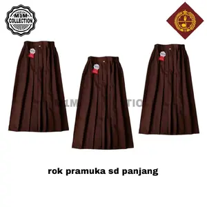 Rok Anak Perempuan Coklat Pramuka SD Panjang Kelas 1-6 SD Rok Rempel Coklat Pramuka SD Bahan Twill Berkualitas Fashion