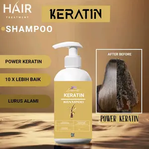 Shampoo Keratin gold power pelurus pelembut rambut 250ml Perawatan rambut rusak rambut warna rambut rontok BPOM Ketombe