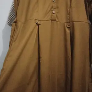 Gamis PNS  warna khaki tua simple Polos Toyobo