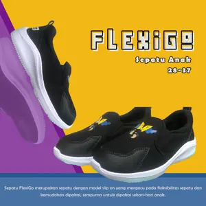 Winsketz - Sepatu Anak FlexiGo Black Slop Laki-laki Perempuan Unisex Sekolah SD Original Lokal 28-37 Fashion