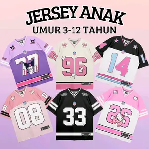 Baju Atasan Anak Jersey Oversized 3-12 Tahun Kaos Oversize Anak Premium Bahan Dryfit Brazil Rugby NFL Outdoor Sport Baseball Retro Streetwear Number Fashion Anak