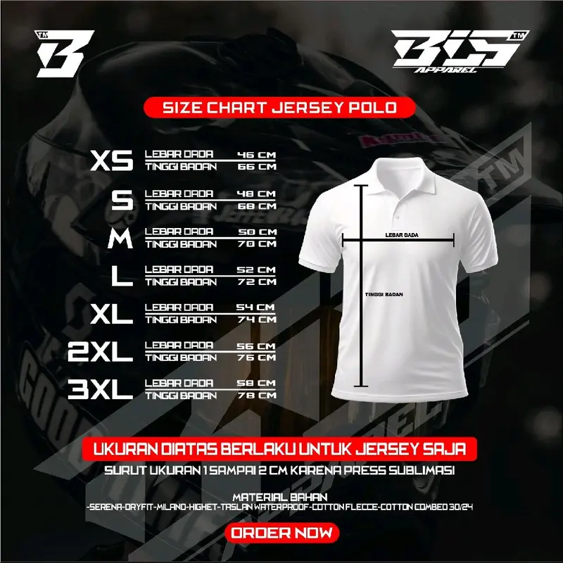 BLS Kaos Jersey Polo Rider Full Printing Bahan Dryfit Premium Quality - Sport 5