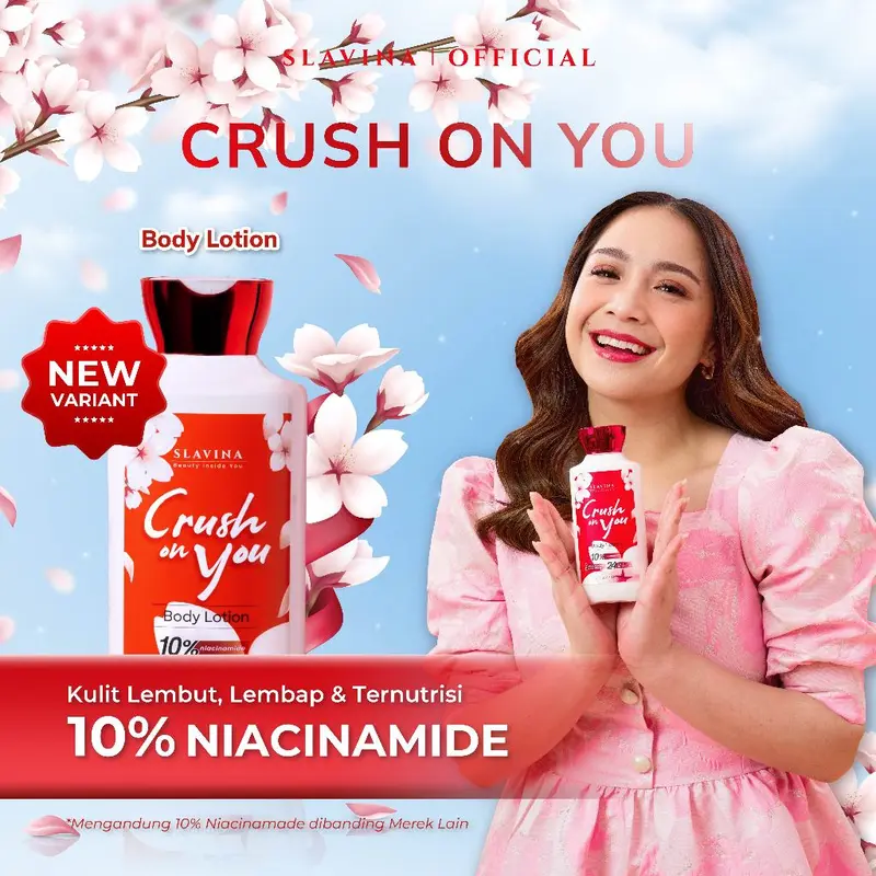 SLAVINA Body Lotion Crush On You by Nagita Slavina Mosturizer Hand Body Lotion Dengan Niacinamide Dan Parfum 350ml 0