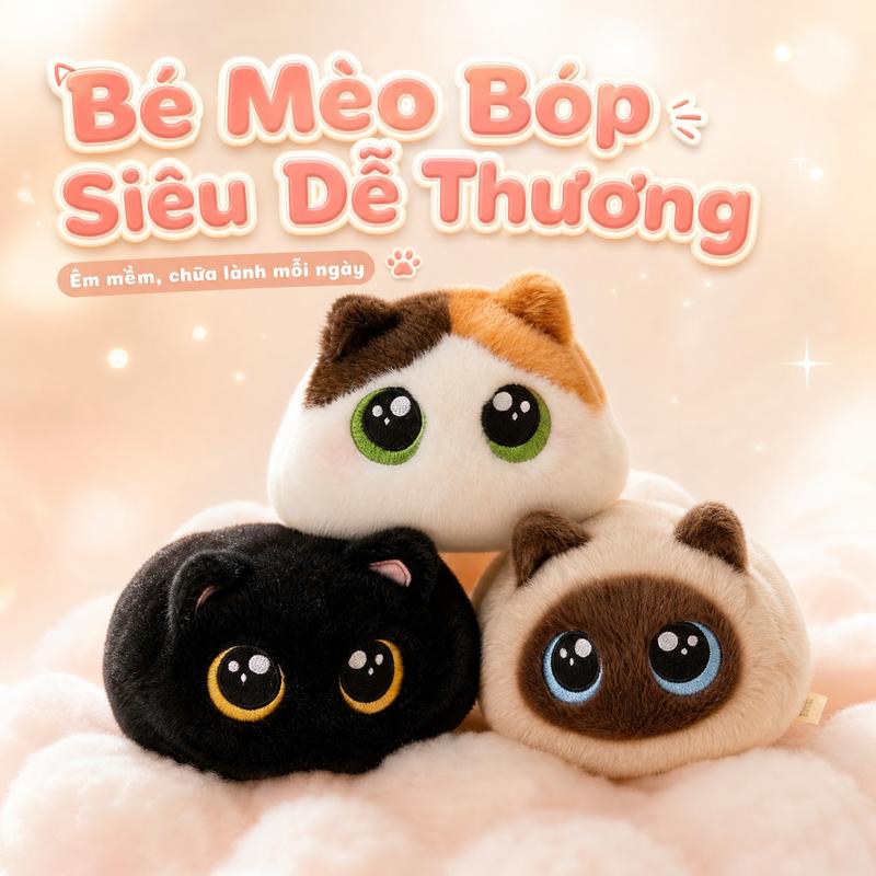 🔥Gấu Bông túi đậu mèo chất lượng cao, Chất liệu thân thiện với da, đổ đầy kép…