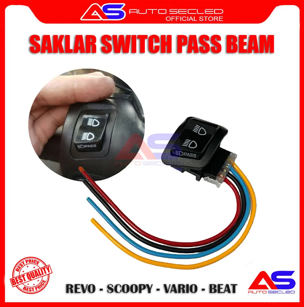 SAKLAR VIETNAM STYLE PASS BEAM 4 PIN PLUS SOCKET PNP TOMBOL SAKLAR PIW PIW VARIO BEAT REVO SCOOPY DAN LAINNYA