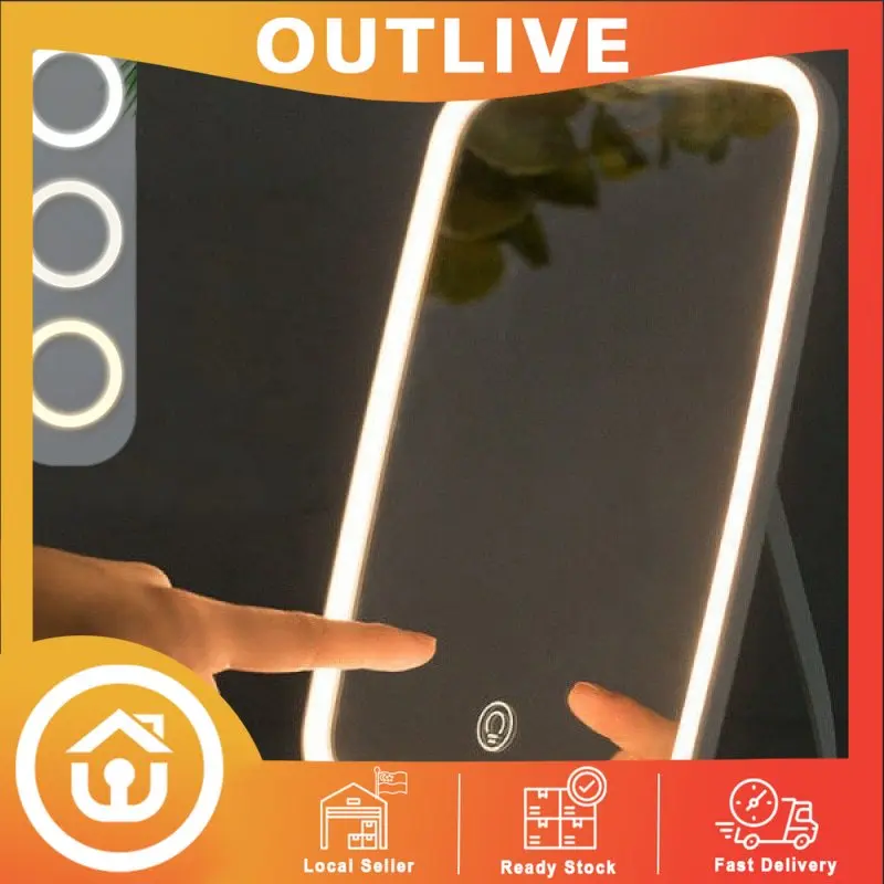 Makeup Mirror LED Dimmable Touch Screen Warm White Portable Standing Folding Desk top mirror