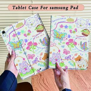 Case For Samsung Galaxy Tab A9/S8/S9 Plus 12.4" Tab S10+ 12.4" S9 FE 10.9" S7/S8 11" A9+ 11"S6 Lite 10.4" A8 10.5 Dengan slot pena Pelindung Anti Jatuh Buku Lipat Stand Silikon Premium Desain Lucu Estetik Anti Crack Drop with Bumper