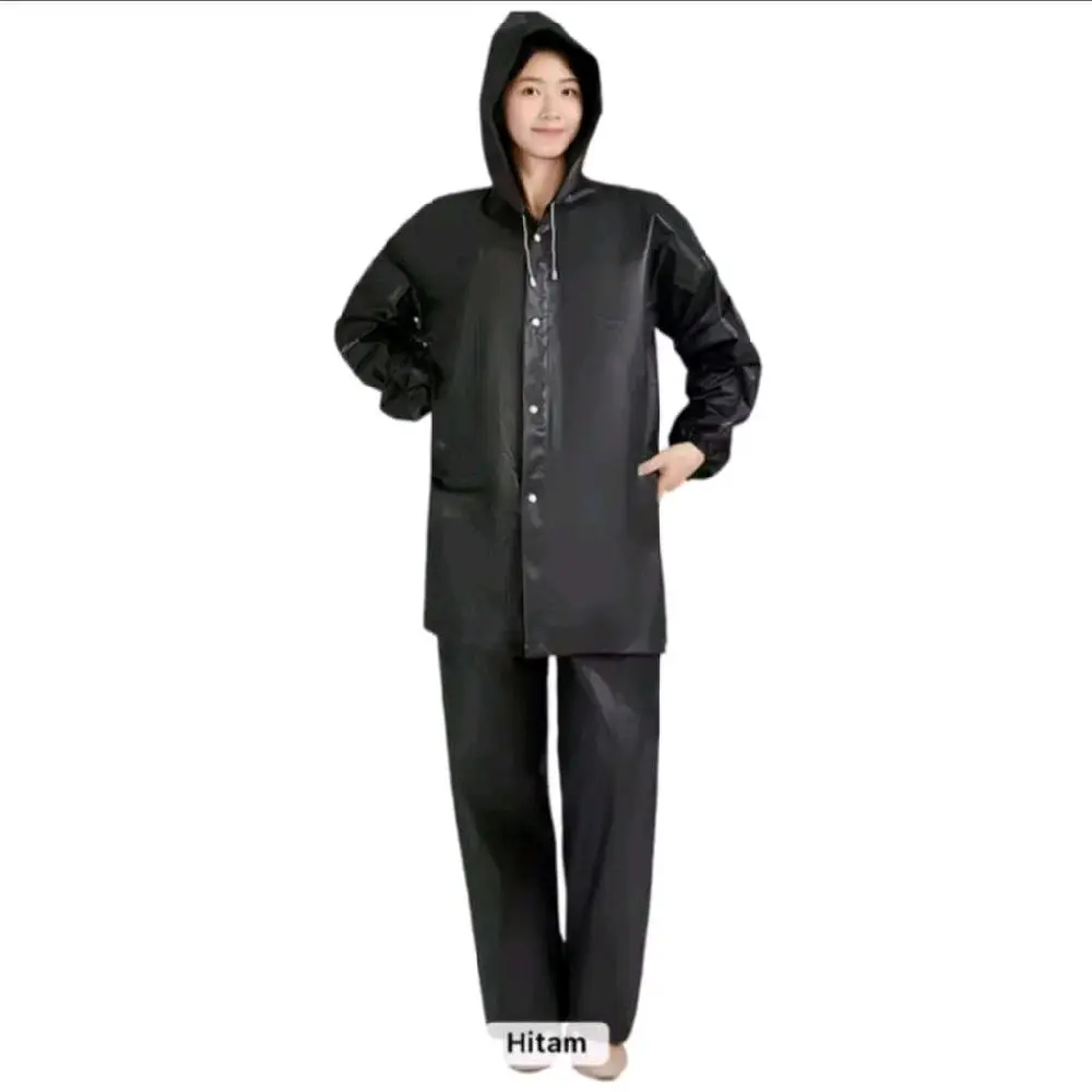 Jas Hujan Eva Dewasa Celana + Baju 1 Pasang Setelan Raincoat Eva PVC Waterproof Bahan Ringan Mudah Kering Ukuran Dewasa Pvc