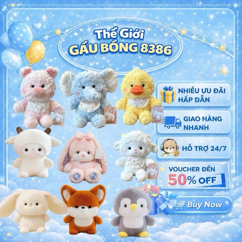 Size 20-25cm Gấu Bông Mini  Dễ Thương Size Nhỏ Mềm Mịn Gấu bông mini các loại khủng long- chó-mèo-thỏ-heo-chim cánh cụt-voi