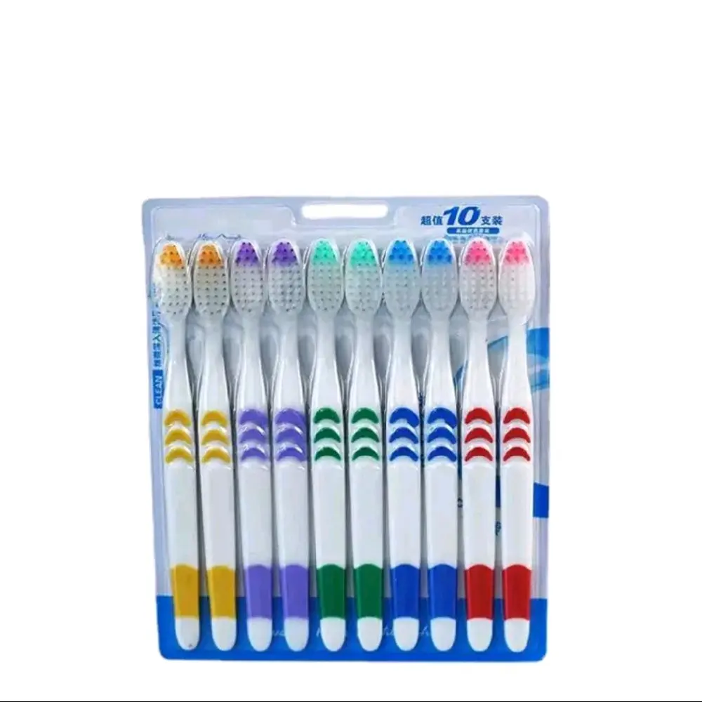 Sikat gigi set 10 pcs bulu halus untuk dewasa soft dan lembut warna hitam putih nyaman di pakai gusi mulut Brush