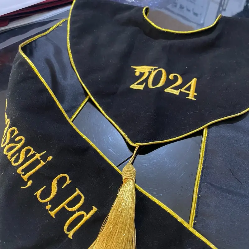 Selempang Wisuda Beludru Navy Prestige Bordir - Syal 2
