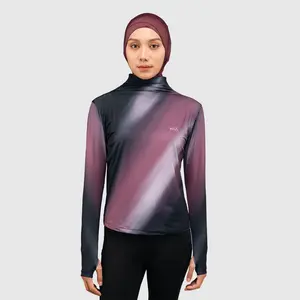 HIA Everywear Bhava Printed Long Sleeve Sport Shirt Plum Regular Fit Olahraga Running Gym Padel Keren Elegan