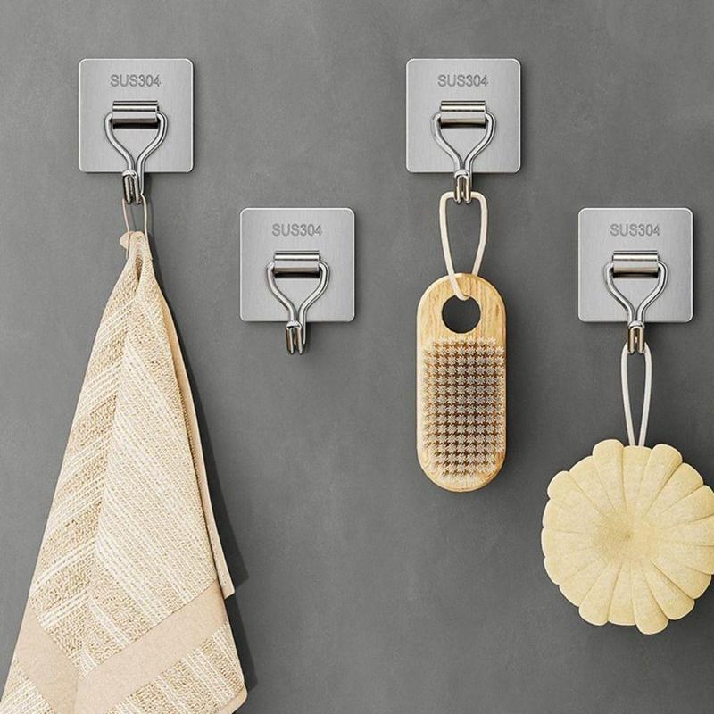 bywith Mới Thép không gỉ 304 Móc tự dính Gắn tường Nhãn dán tường Móc treo khăn…