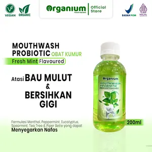 Moutwash Probiotic ORGANIUM Obat Kumur Alami Menyegarkan nafas dan atasi bau mulut - 200ml