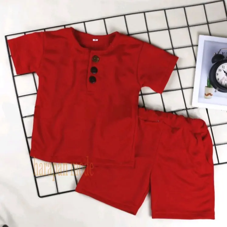 Setelan Anak KIANO Untuk Perempuan & Laki-laki Usia 1-6 Th Baju Stelan anak cewe,cowo Arsy polos kancing di dada 3