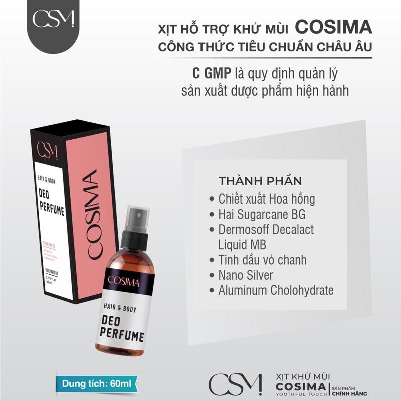 COSIMA Xịt Hỗ Trợ Giảm Mùi Cơ Thể Hương Hồng 60ml Hỗ Trợ Khử Mùi Nách Hôi Chân Tuyến Mồ Hôi Nách Lưu Hương Nước Hoa Dịu Nhẹ Cho Nữ