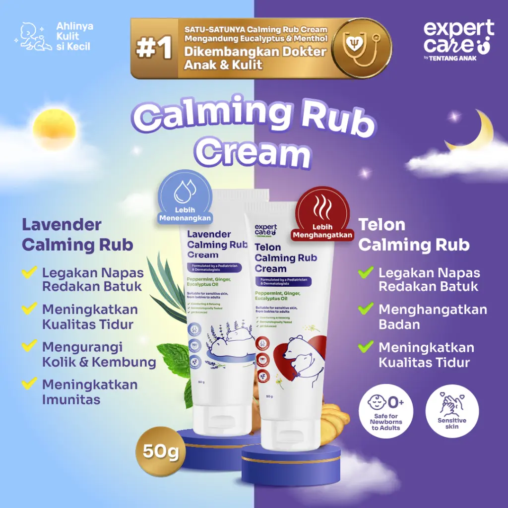 EXPERT CARE CALMING RUB CREAM - KUATKAN IMUN LEGAKAN NAPAS REDAKAN KEMBUNG & KOLIK | AROMA TELON & LAVENDER