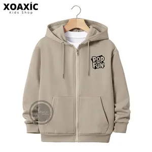 Jaket Hoodie Zipper Anak Umur 3-13 Tahun Motif Sablon POP N FUN Bahan Fleece Tebal Premium