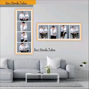 CETAK 4 FOTO PLUS BINGKAI 15x40 - Wall Decor Custom ( Hiasan Dinding ) Cetak Foto Custom Murah