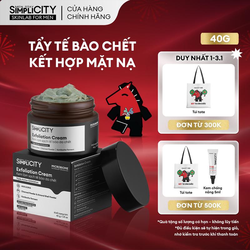   MỚI  Tẩy tế bào chết kết hợp mặt nạ 2 trong 1 giúp sạch sâu hạn chế tác nhân gây mụn giúp sáng da Men Stay Simplicity Exfoliation Cream 40G 