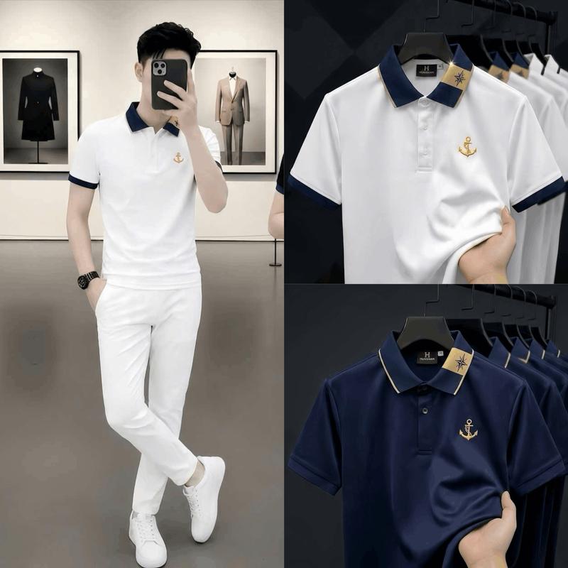 Áo polo nam tay ngắn, được làm từ vải thoáng khí và co giãn theo 4 hướng, thiết kế phong cách với họa tiết thêu cá neo sang trọng, và dáng cổ điển – chào mừng đến với DANG STORE.,thông thường,maroon,áo polo,đơ,đen-,đồng phục q,ấm,đa d,sinh ,aothunnam,coco
