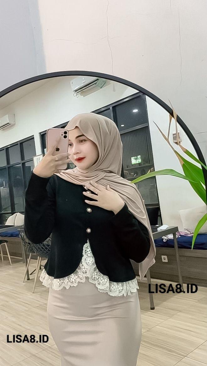 Atasan Viral Sabrina Blouse wanita Knit Premium melar Renda halus Atasan semi crop Korean Style Kekinian