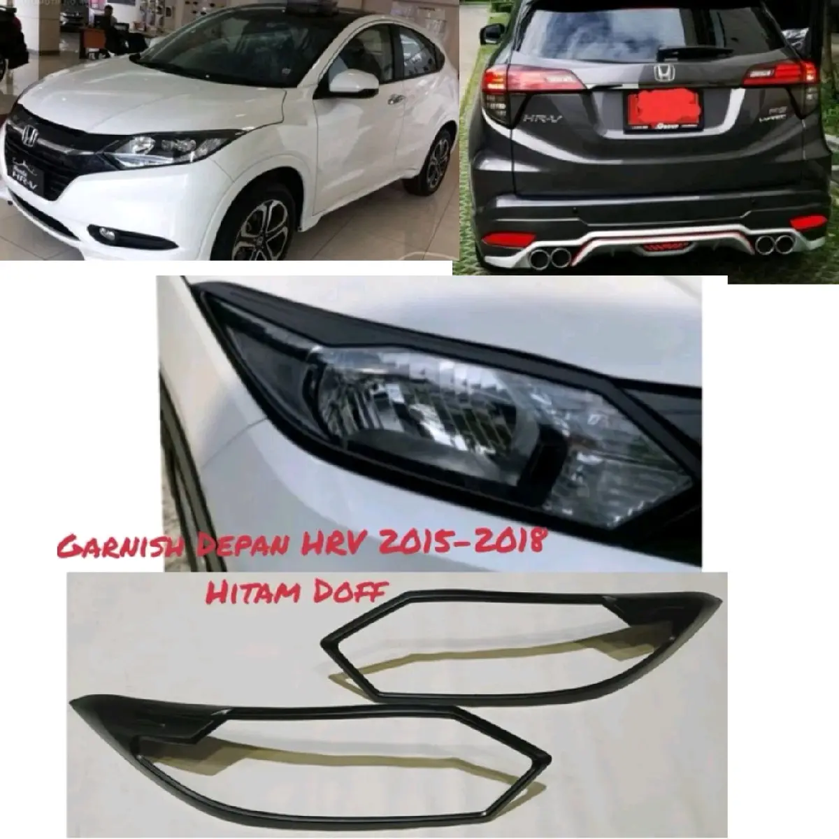 GARNISH LIST DEPAN BELAKANG GARNIS HEADLAMP STOPLAMP HONDA HRV 2015 2016 2017 2018 HITAM Sporty