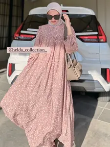 MidiDress PB 130cm Bahan Rayon Viscose Motif Premium size M, L, XL & XXXL By Helda's Collection  Muslim